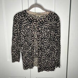 LOFT Ann Taylor Leopard Animal Print Lightweight Cardigan Sweater Women's Small